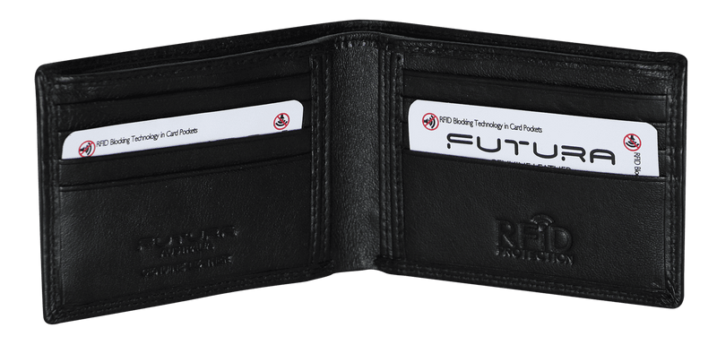 Futura Mens RFID Slim Genuine Leather Wallet - Black