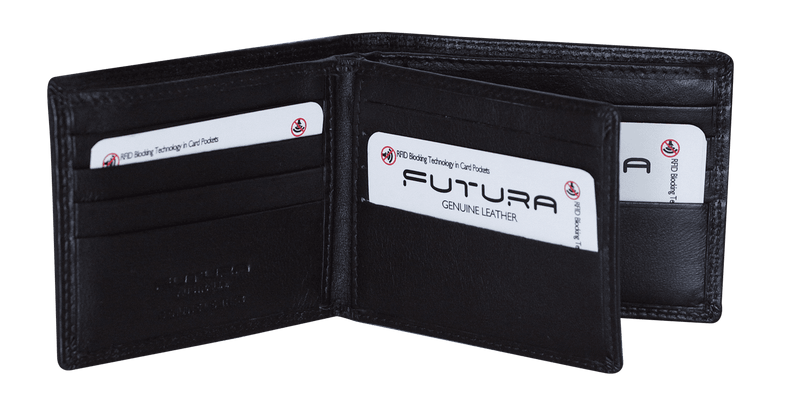 Futura Futura Mens Harrison RFID Genuine Leather Wallet - Black