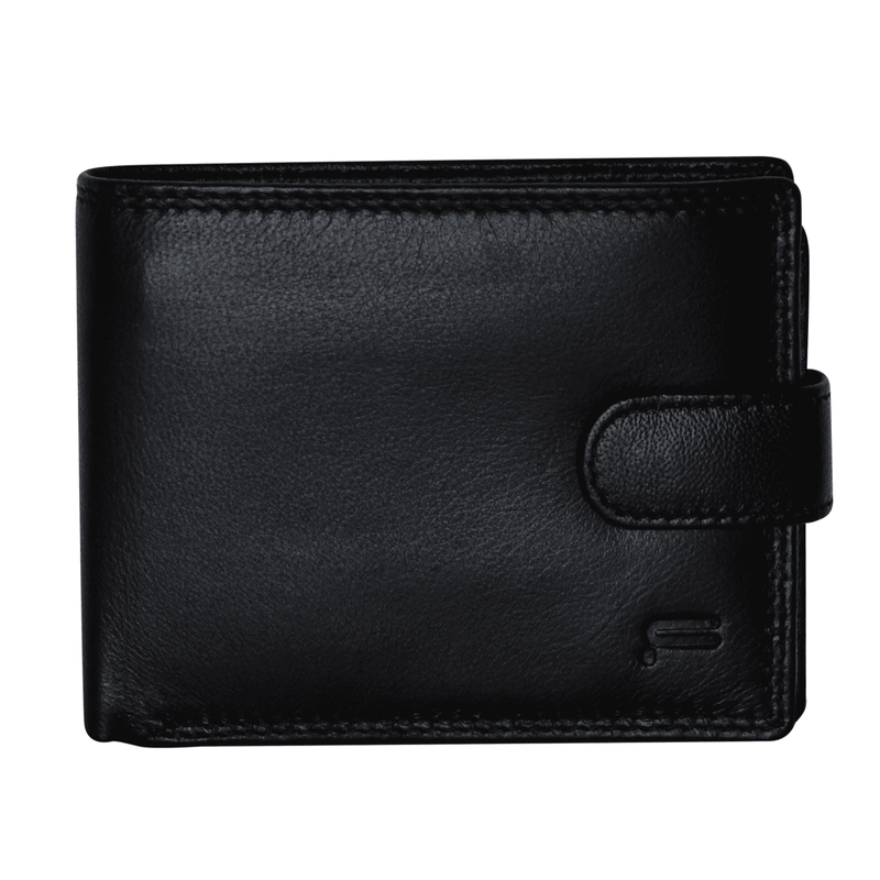 Futura Mens RFID Leather Coin Fold Over Wallet - Black