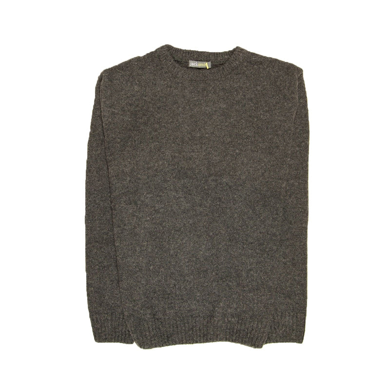 100% SHETLAND WOOL CREW Round Neck Knit JUMPER Pullover Mens Sweater Knitted - Charcoal (29) - XXL