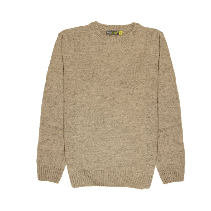 100% SHETLAND WOOL CREW Round Neck Knit JUMPER Pullover Mens Sweater Knitted - Beige (03) - 6XL