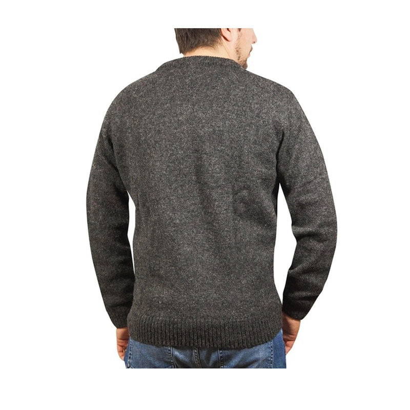 100% Shetland Wool V Neck Knit Jumper Pullover Mens Sweater Knitted - Charcoal (29) - XXL