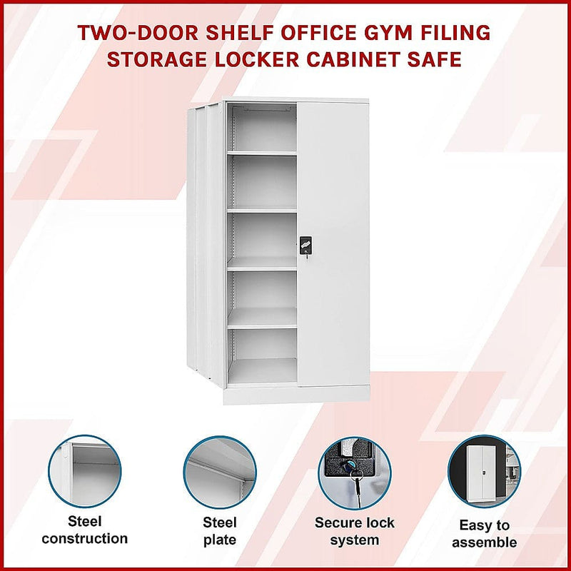 Two-Door Shelf Office Gym Filing Storage Locker Cabinet Safe