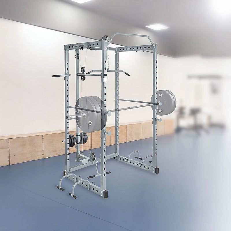 Power Rack Squat Cage Stands w Lat Pulldown Home Gym