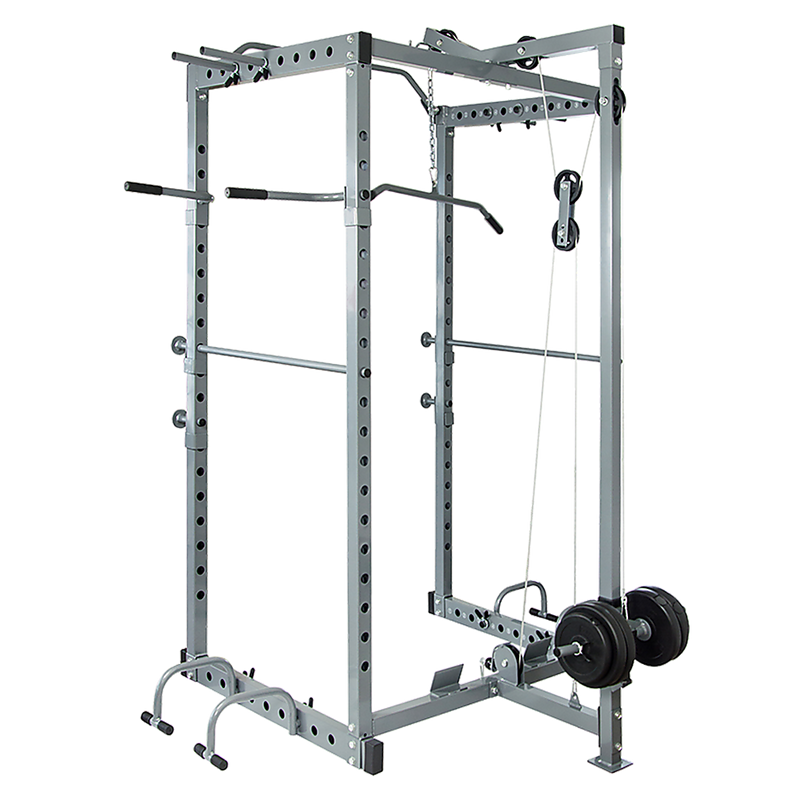 Power Rack Squat Cage Stands w Lat Pulldown Home Gym