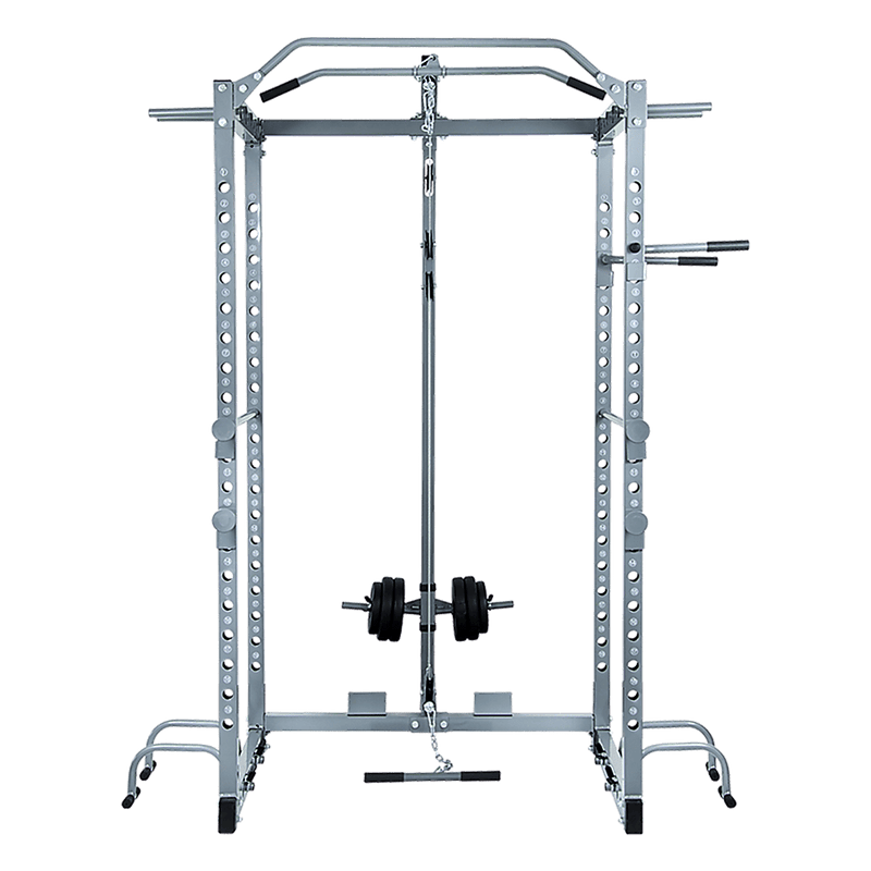 Power Rack Squat Cage Stands w Lat Pulldown Home Gym