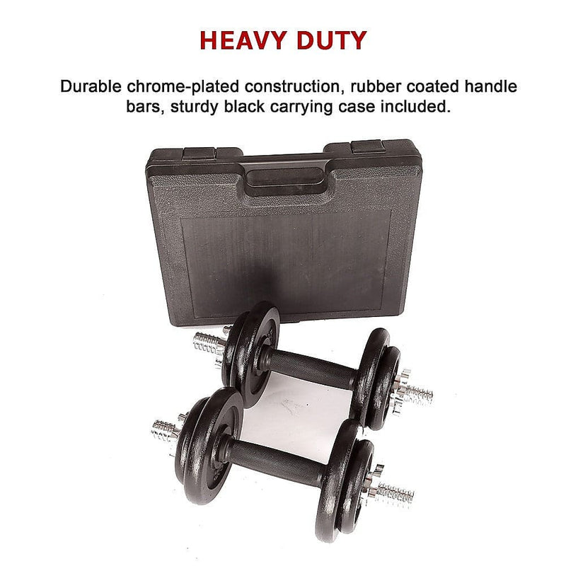 20kg Black Dumbbell Set with Carrying Case