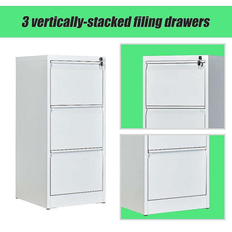 3-Drawer Shelf Office Gym Filing Storage Locker Cabinet