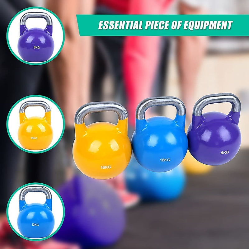 8KG, 12KG, 16KG Pro-Grade Steel KettleBell Set