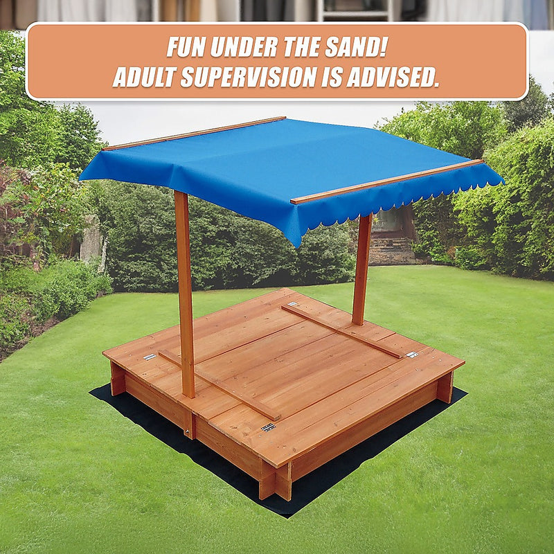 Kids Wooden Toy Sandpit with Canopy