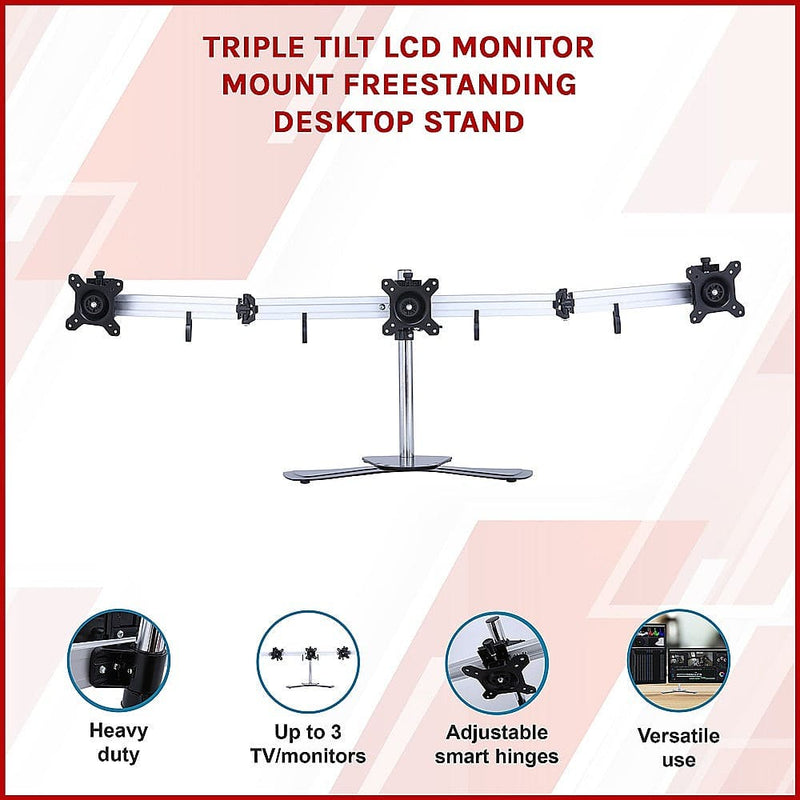 Triple Tilt LCD Monitor Mount Freestanding Desktop Stand