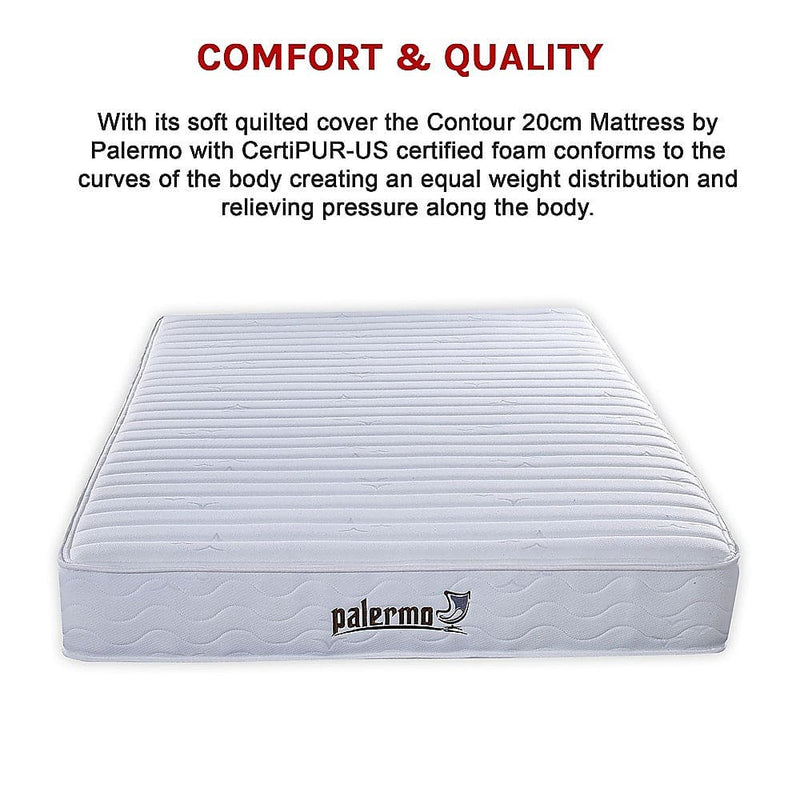 Palermo Contour 20cm Encased Coil Queen Mattress CertiPUR-US Certified Foam