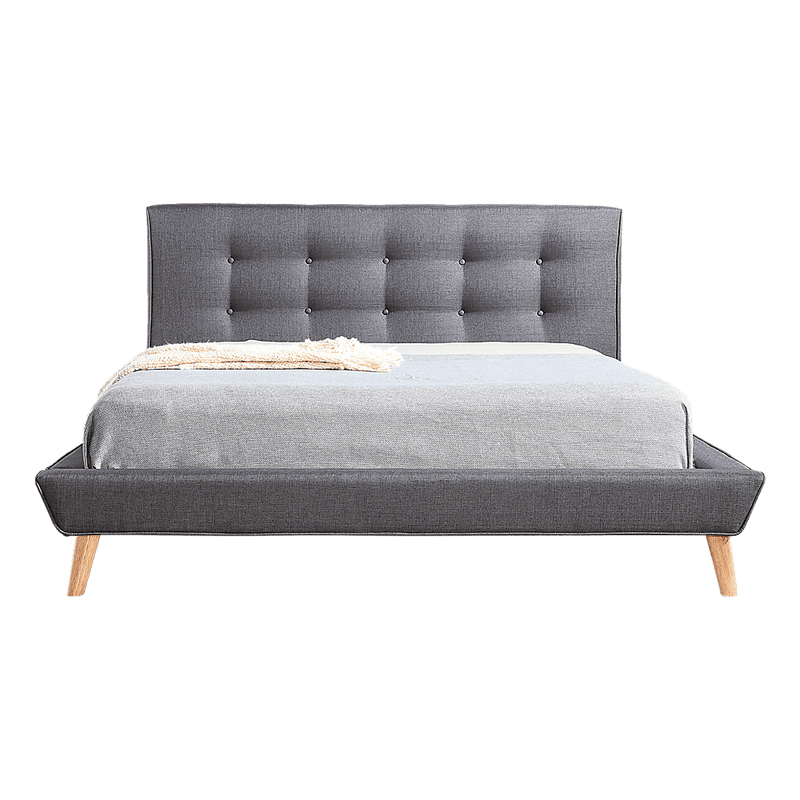 Double Linen Fabric Deluxe Bed Frame Grey