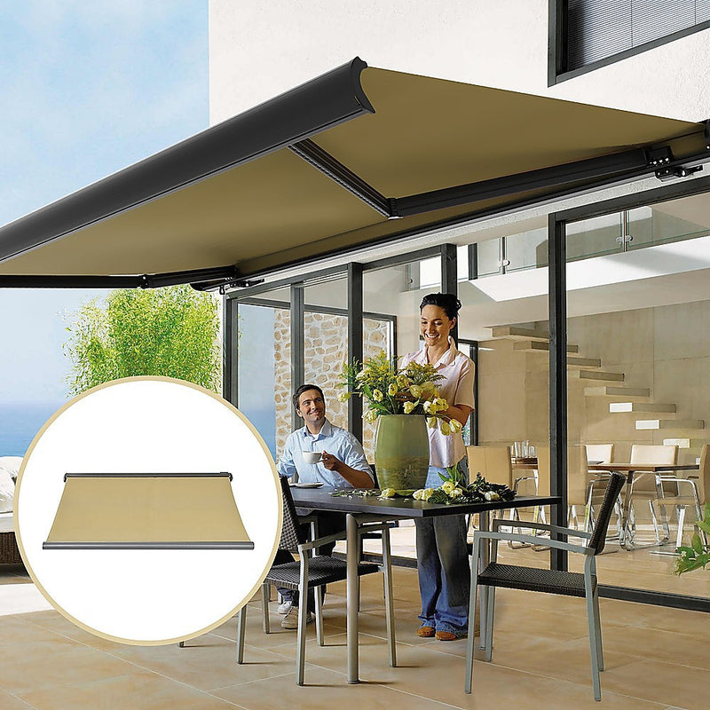 5.0m x 3.0m Retractable Folding Arm Awning Heavy Duty Full Cassette Motorised