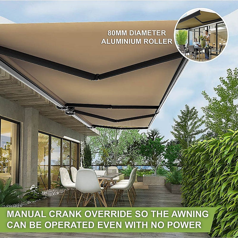 5.0m x 3.0m Retractable Folding Arm Awning Heavy Duty Full Cassette Motorised