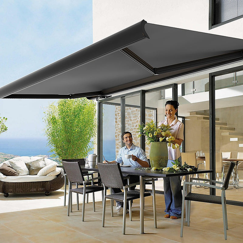 5.0m x 3.0m Retractable Folding Arm Awning Heavy Duty Full Cassette Motorised