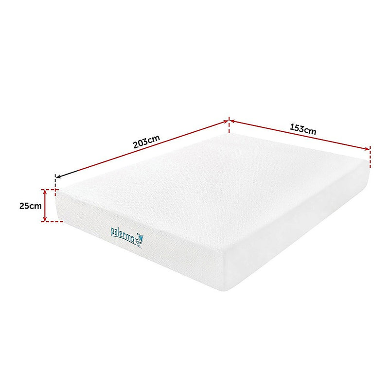 Palermo Queen 25cm Gel Memory Foam Mattress  - Dual-Layered  - CertiPUR-US Certified