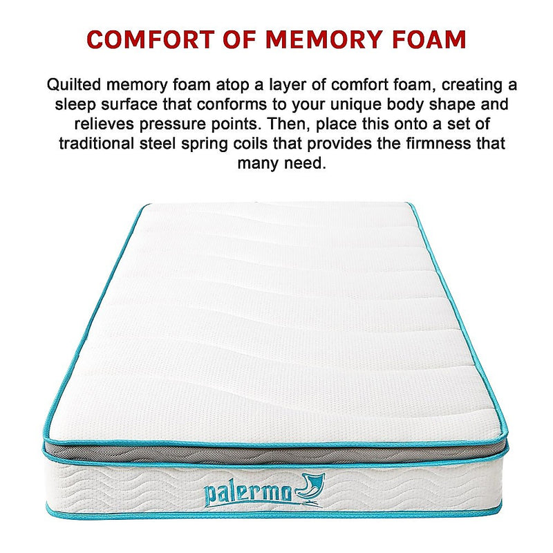 Palermo Single 20cm Memory Foam and Innerspring Hybrid Mattress