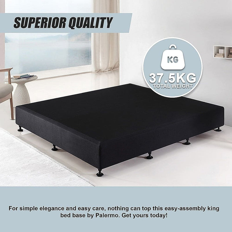 Palermo King Ensemble Bed Base Midnight Black Linen Fabric