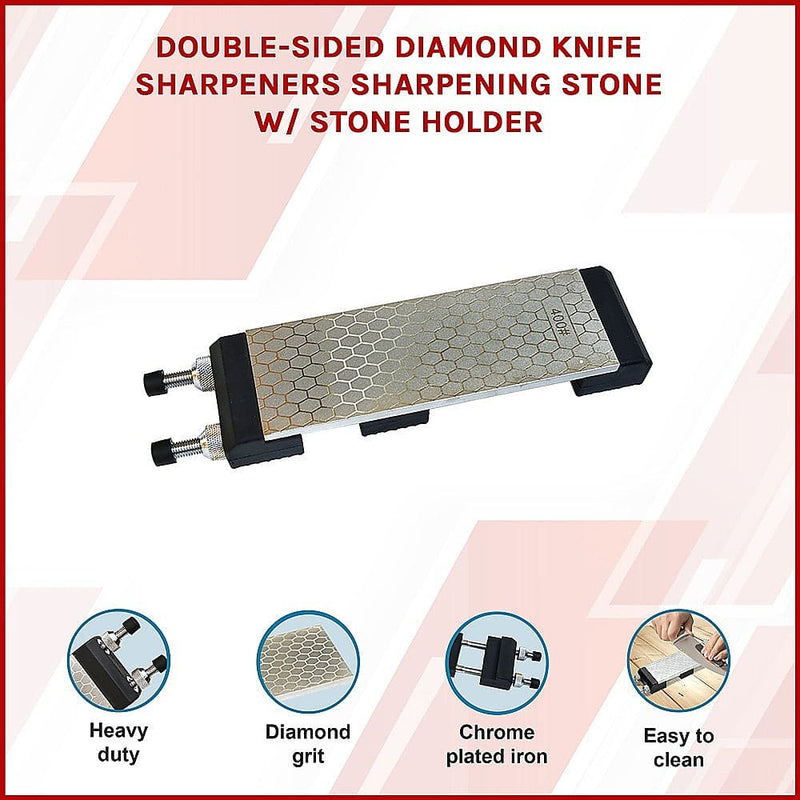 Double-Sided Diamond Knife Sharpeners Sharpening Stone W/ Stone Holder