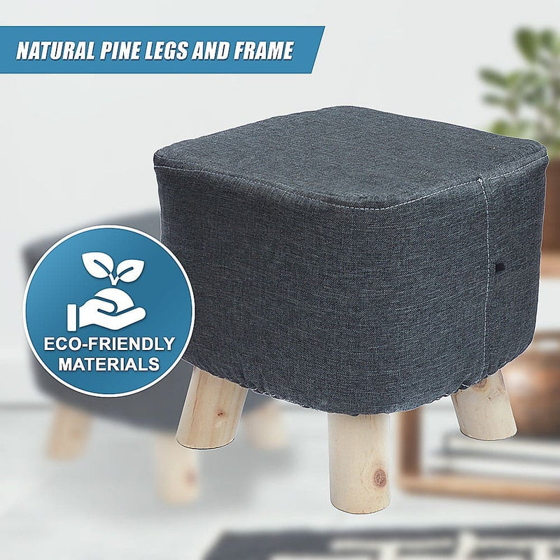 Fabric Ottoman Foot Stool Rest Pouffe Footstool Wood Storage Padded Seat