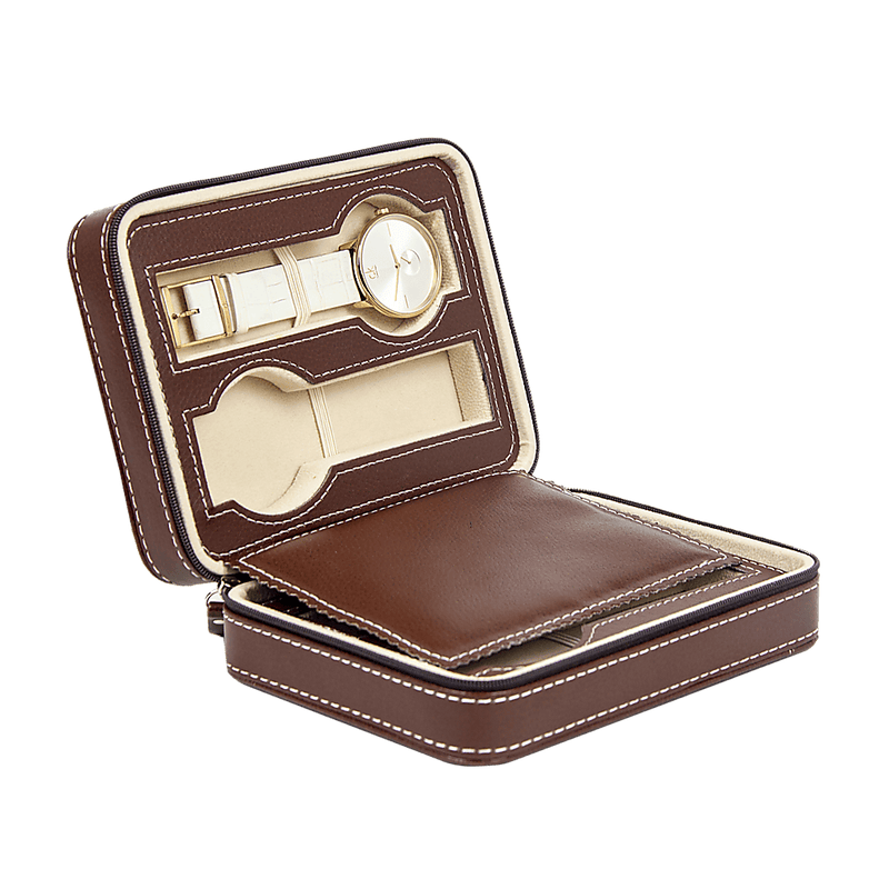 4 Watch Box Display Travel Case PU Leather