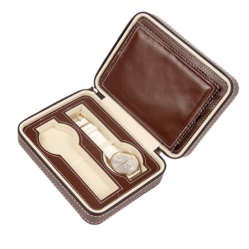 4 Watch Box Display Travel Case PU Leather