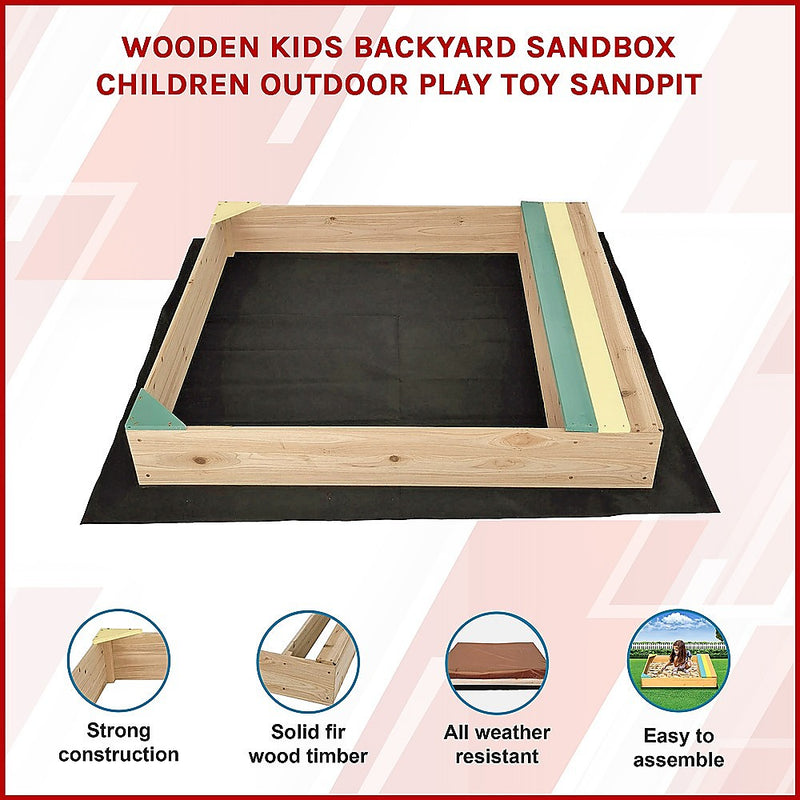 Wooden Kids Backyard Sandbox Children Outdoor Play Toy Sandpit