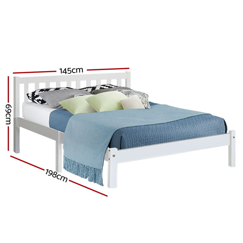 Artiss Bed Frame Double Size Wooden White SOFIE