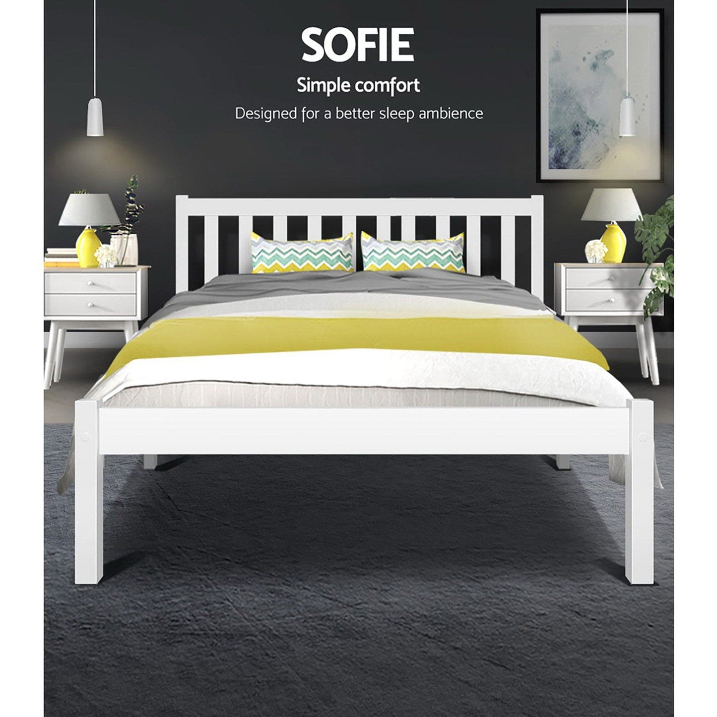 Artiss Bed Frame Double Size Wooden White SOFIE