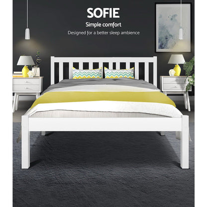 Artiss Bed Frame Double Size Wooden White SOFIE