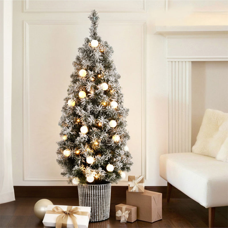 Jingle Jollys Christmas Tree 1.2M Potted Snowy Xmas Tree