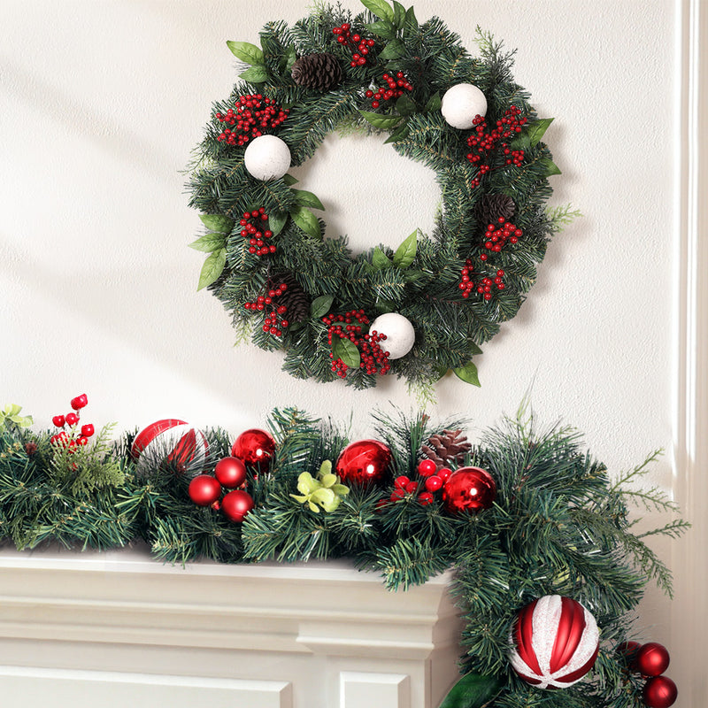 Jingle Jollys Christmas Garland with Wreath Set Ornaments Xmas Tree Decor