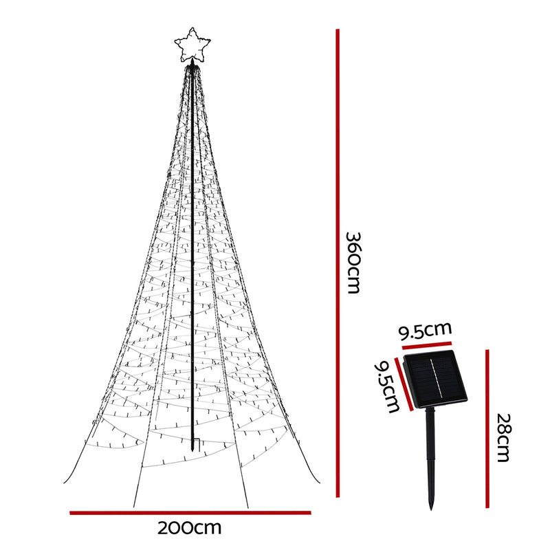 3.6M Christmas Tree 800 LED Solar Net Lights Jingle Jollys