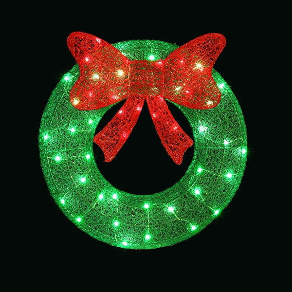 0.6M Christmas Lights 50 LED Motif Solar Wreath Xmas Decorations Jingle Jollys