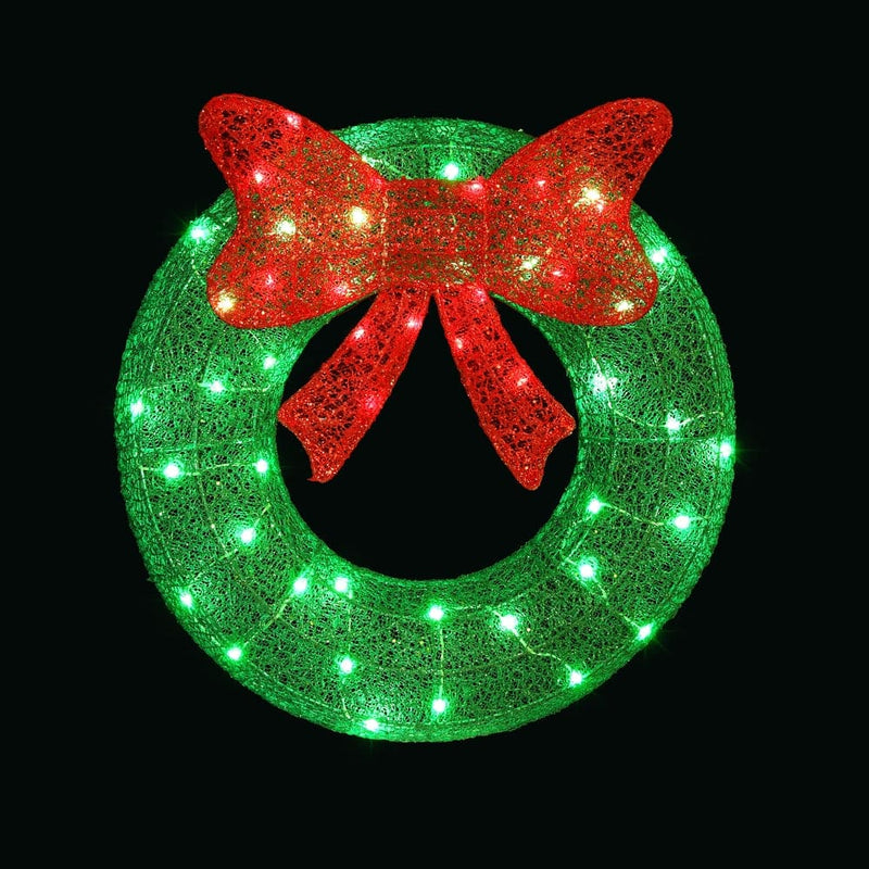 0.6M Christmas Lights 50 LED Motif Solar Wreath Xmas Decorations Jingle Jollys