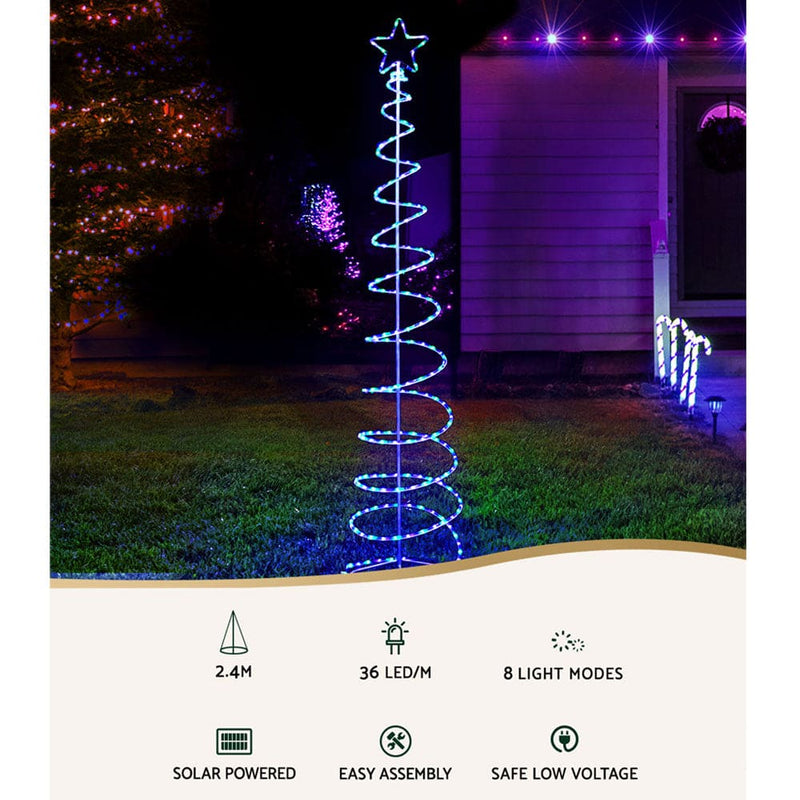 2.4M Christmas Tree LED Solar Motif Lights Jingle Jollys