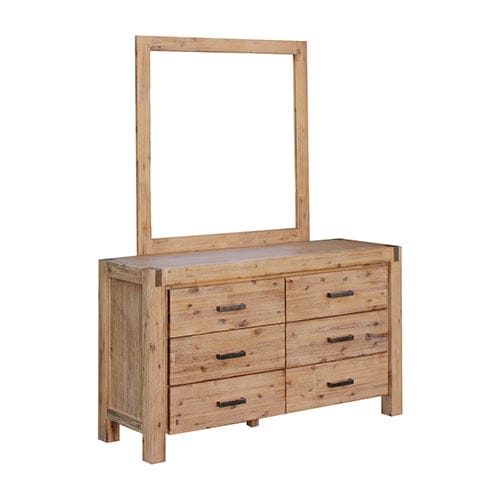 5 Pieces Bedroom Suite in Solid Wood Veneered Acacia Construction Timber Slat King Single Size Oak Colour Bed, Bedside Table , Tallboy & Dresser