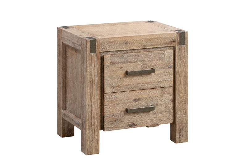 Bedside Table 2 drawers Night Stand in Solid Acacia Wood Oak Colour