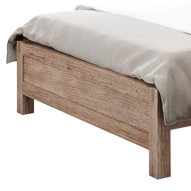 Bed Frame King Size in Solid Wood Veneered Acacia Bedroom Timber Slat in Oak