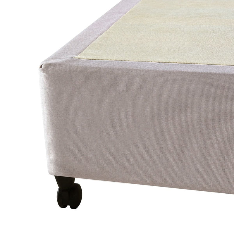 Mattress Base Ensemble Queen Size Solid Wooden Slat in Beige with Removable Cover