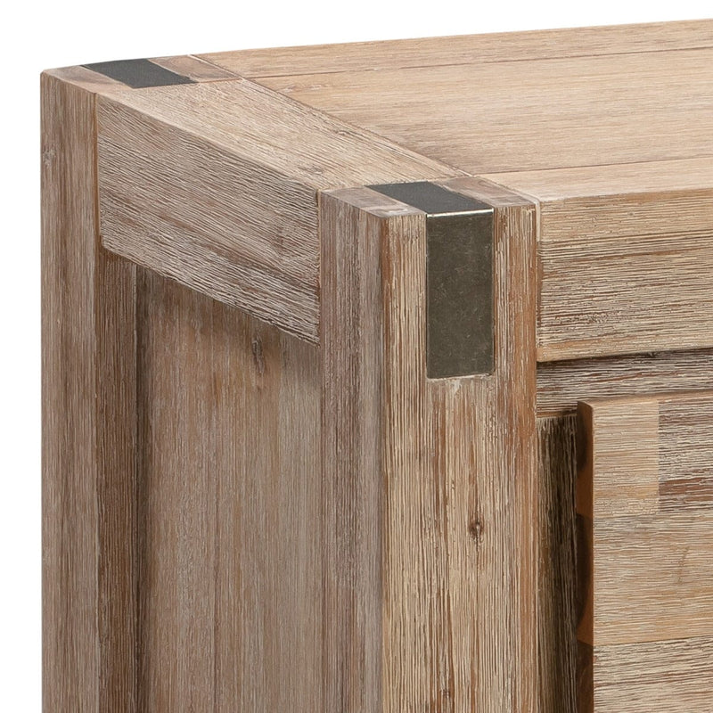 Bedside Table 2 drawers Night Stand in Solid Acacia Wood Oak Colour