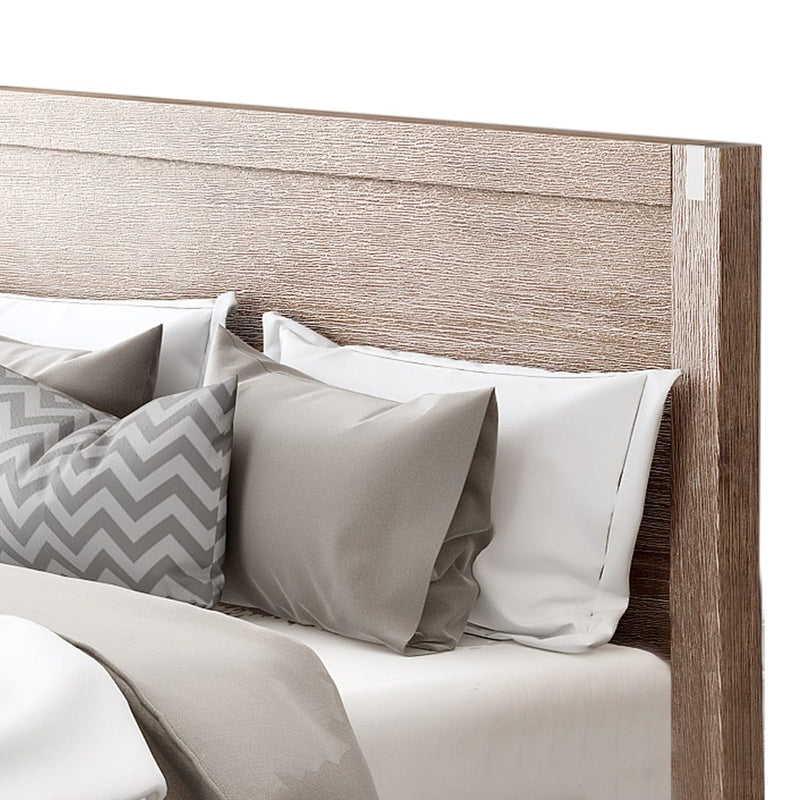 Bed Frame King Size in Solid Wood Veneered Acacia Bedroom Timber Slat in Oak