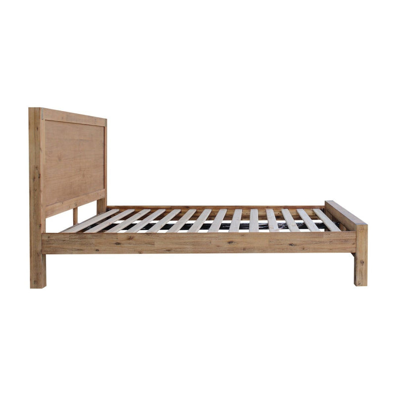 Bed Frame Single Size in Solid Wood Veneered Acacia Bedroom Timber Slat in Oak