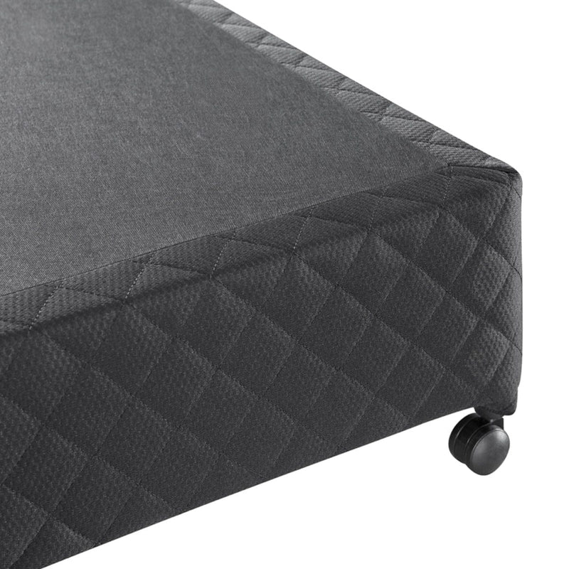 Mattress Base Ensemble Double Size Solid Wooden Slat in Black with Removable Cover