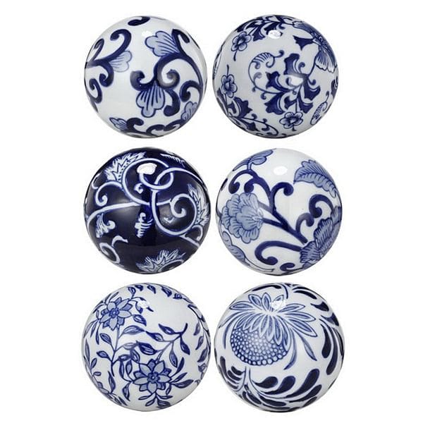 Blue & White 6 Decorator Balls 