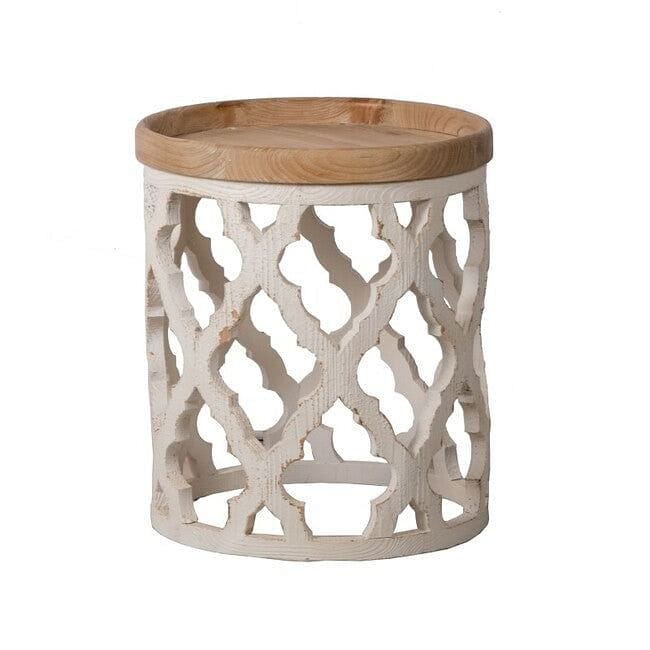 Lattice Round Shabby Chic Side Table