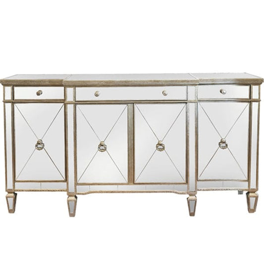 Mirrored Sideboard Antiqued Ribbed  