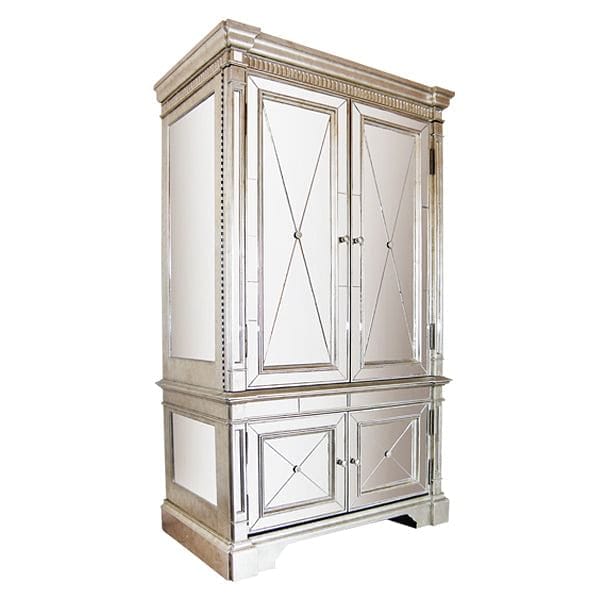 Mirrored Storage Cabinet Antique Ribbed