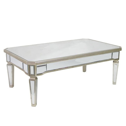 Mirrored Rectangular Coffee Table Antique Ribbed